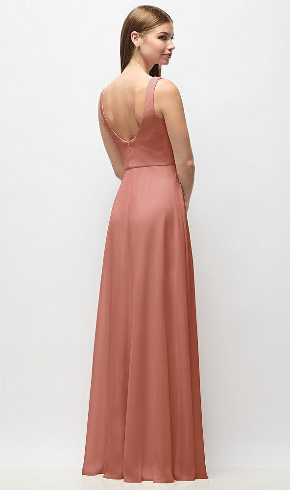 Back View - Desert Rose Scoop Neck Tank Strap Chiffon Maxi Dress