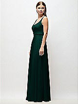 Side View Thumbnail - Evergreen Scoop Neck Tank Strap Chiffon Maxi Dress