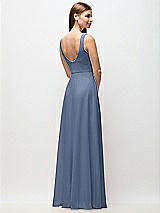Rear View Thumbnail - Larkspur Blue Scoop Neck Tank Strap Chiffon Maxi Dress