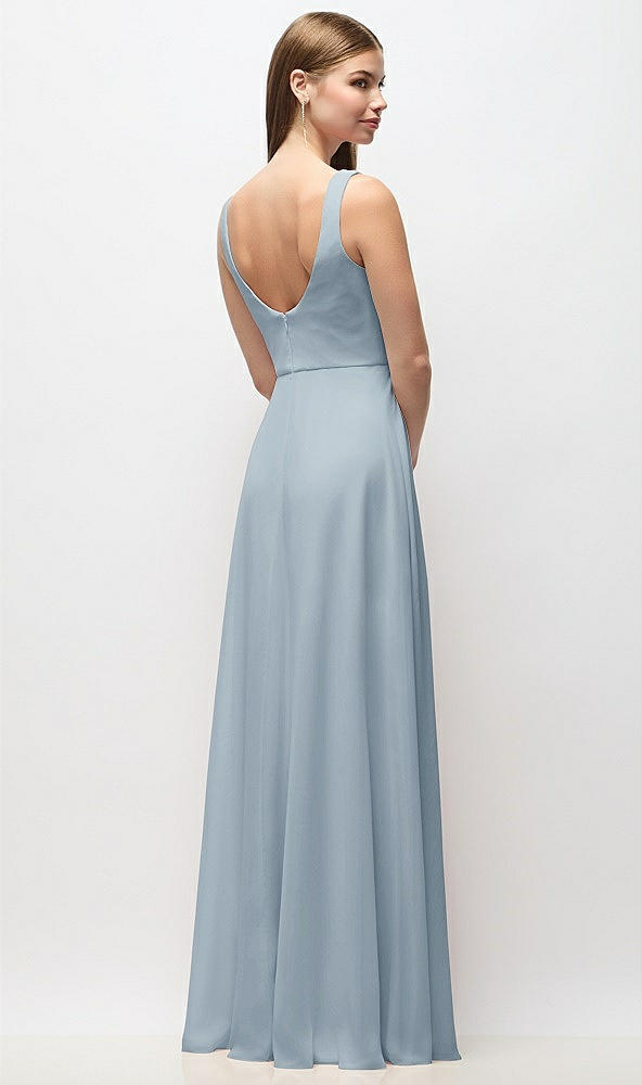 Back View - Mist Scoop Neck Tank Strap Chiffon Maxi Dress