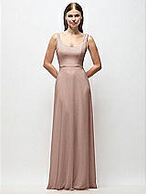 Front View Thumbnail - Neu Nude Scoop Neck Tank Strap Chiffon Maxi Dress