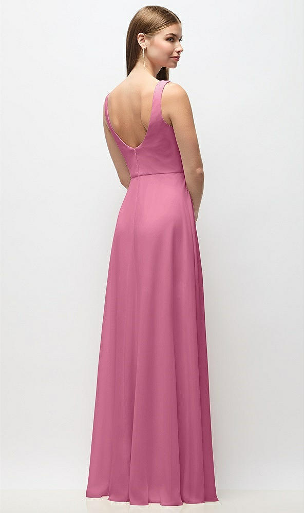 Back View - Orchid Pink Scoop Neck Tank Strap Chiffon Maxi Dress