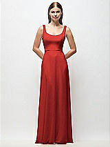 Front View Thumbnail - Poppy Red Scoop Neck Tank Strap Chiffon Maxi Dress
