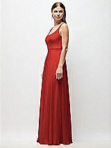 Side View Thumbnail - Poppy Red Scoop Neck Tank Strap Chiffon Maxi Dress