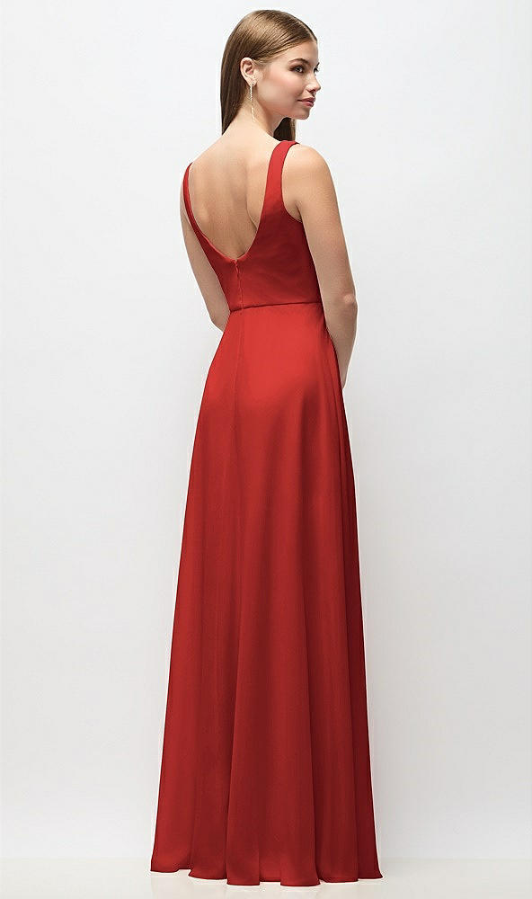 Back View - Poppy Red Scoop Neck Tank Strap Chiffon Maxi Dress
