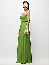 Side View Thumbnail - Peridot Green Scoop Neck Tank Strap Chiffon Maxi Dress