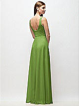 Rear View Thumbnail - Peridot Green Scoop Neck Tank Strap Chiffon Maxi Dress
