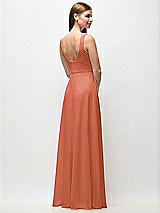 Rear View Thumbnail - Terracotta Copper Scoop Neck Tank Strap Chiffon Maxi Dress