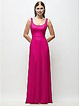 Front View Thumbnail - Think Pink Scoop Neck Tank Strap Chiffon Maxi Dress