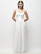 Front View Thumbnail - White Scoop Neck Tank Strap Chiffon Maxi Dress