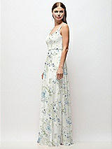 Side View Thumbnail - Bleu Garden Scoop Neck Tank Strap Floral Chiffon Maxi Dress