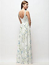 Rear View Thumbnail - Bleu Garden Scoop Neck Tank Strap Floral Chiffon Maxi Dress