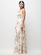 Side View Thumbnail - Blush Garden Scoop Neck Tank Strap Floral Chiffon Maxi Dress