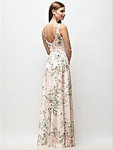 Rear View Thumbnail - Blush Garden Scoop Neck Tank Strap Floral Chiffon Maxi Dress