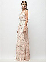 Side View Thumbnail - Coquette Floral Print Scoop Neck Tank Strap Floral Chiffon Maxi Dress