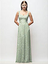 Front View Thumbnail - Vintage Primrose Sage Scoop Neck Tank Strap Floral Chiffon Maxi Dress