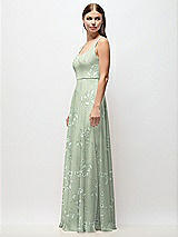 Side View Thumbnail - Vintage Primrose Sage Scoop Neck Tank Strap Floral Chiffon Maxi Dress