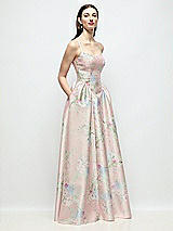 Side View Thumbnail - Esme Floral Scoop Neck Drop Basque Skirt Esme Floral Satin Maxi Dress with Pockets