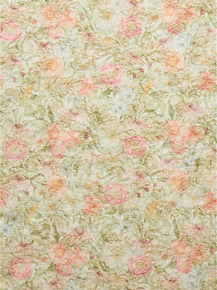 Front View - Wildflower Multi Re-Embroidered Voile Fabric by the Yard