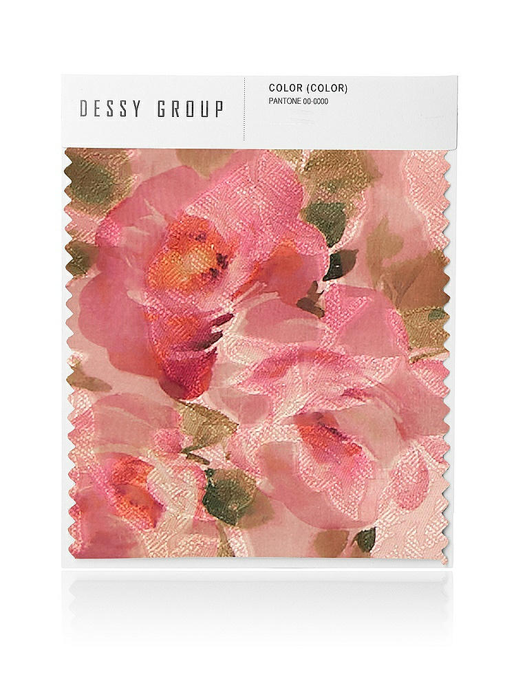 Front View - Guava Floral Print Organza Jacquard Swatches