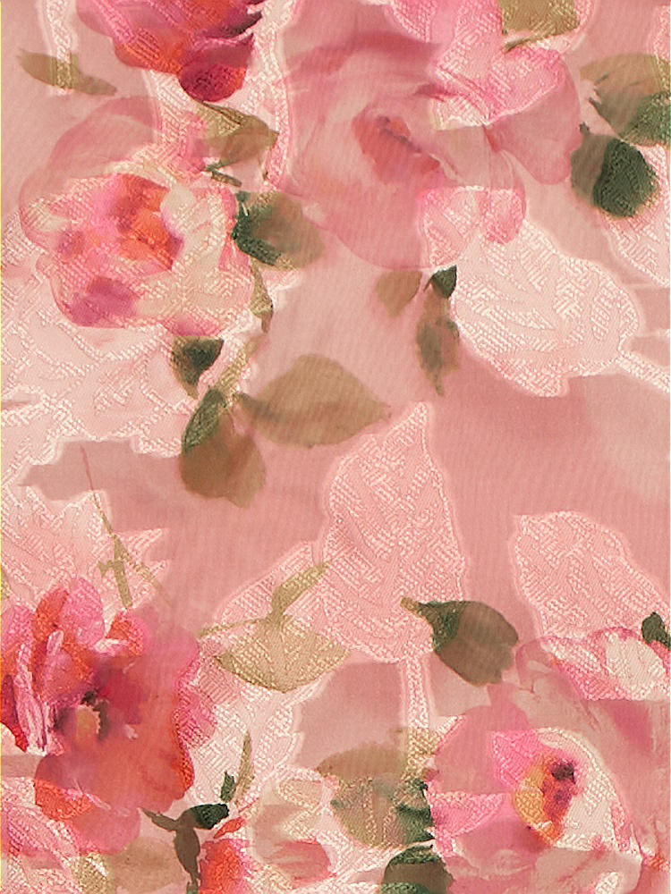 Front View - Guava Floral Print Organza Jacquard Fabric by the Yard