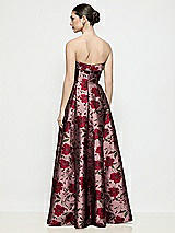 Rear View Thumbnail - Wild Rose Strapless Bias Cuff Bodice Wild Rose Brocade Dress