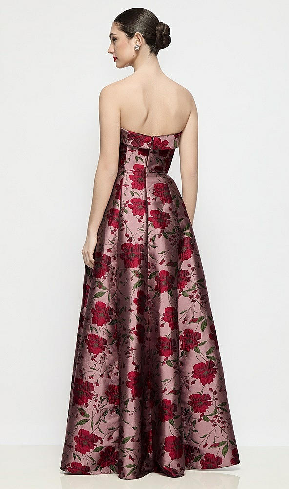 Back View - Wild Rose Strapless Bias Cuff Bodice Wild Rose Brocade Dress
