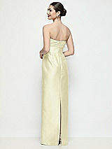 Rear View Thumbnail - Butter Yellow Strapless Pleated Empire Satin Column Maxi Dress