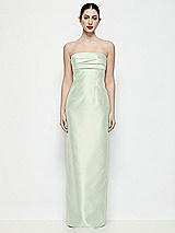 Front View Thumbnail - Mint Green Strapless Pleated Empire Satin Column Maxi Dress