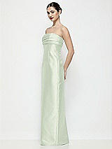 Side View Thumbnail - Mint Green Strapless Pleated Empire Satin Column Maxi Dress