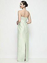 Rear View Thumbnail - Mint Green Strapless Pleated Empire Satin Column Maxi Dress