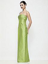 Side View Thumbnail - Mojito Strapless Pleated Empire Satin Column Maxi Dress