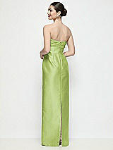 Rear View Thumbnail - Mojito Strapless Pleated Empire Satin Column Maxi Dress