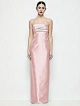Front View Thumbnail - Ballet Pink Strapless Pleated Empire Satin Column Maxi Dress