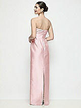 Rear View Thumbnail - Ballet Pink Strapless Pleated Empire Satin Column Maxi Dress