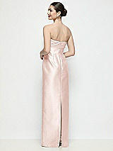 Rear View Thumbnail - Blush Strapless Pleated Empire Satin Column Maxi Dress