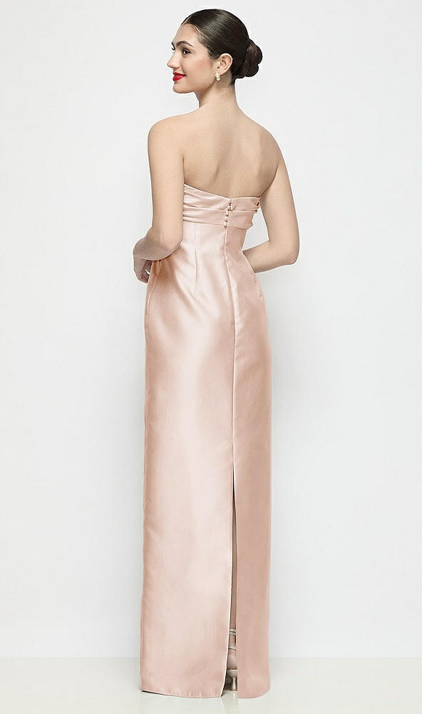 Back View - Cameo Strapless Pleated Empire Satin Column Maxi Dress