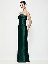Side View Thumbnail - Evergreen Strapless Pleated Empire Satin Column Maxi Dress