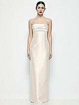 Front View Thumbnail - Ivory Strapless Pleated Empire Satin Column Maxi Dress