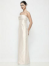 Side View Thumbnail - Ivory Strapless Pleated Empire Satin Column Maxi Dress