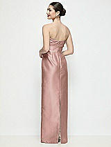 Rear View Thumbnail - Neu Nude Strapless Pleated Empire Satin Column Maxi Dress