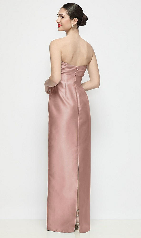 Back View - Neu Nude Strapless Pleated Empire Satin Column Maxi Dress