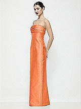 Side View Thumbnail - Portofino Orange Strapless Pleated Empire Satin Column Maxi Dress