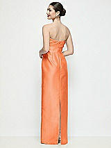 Rear View Thumbnail - Portofino Orange Strapless Pleated Empire Satin Column Maxi Dress