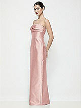 Side View Thumbnail - Rose Strapless Pleated Empire Satin Column Maxi Dress