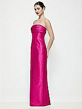 Side View Thumbnail - Think Pink Strapless Pleated Empire Satin Column Maxi Dress