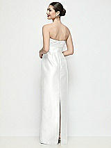 Rear View Thumbnail - White Strapless Pleated Empire Satin Column Maxi Dress