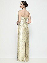 Rear View Thumbnail - Butter Yellow Floral Strapless Pleated Empire Floral Satin Column Maxi Dress