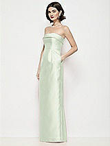 Side View Thumbnail - Mint Green Strapless Cuff Neck Satin Maxi Dress with Column Skirt