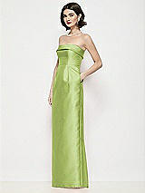 Side View Thumbnail - Mojito Strapless Cuff Neck Satin Maxi Dress with Column Skirt
